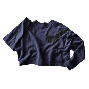 Nike Cropped Sweatshirt Purple Black Swoosh Logo Crewneck Sporty Large